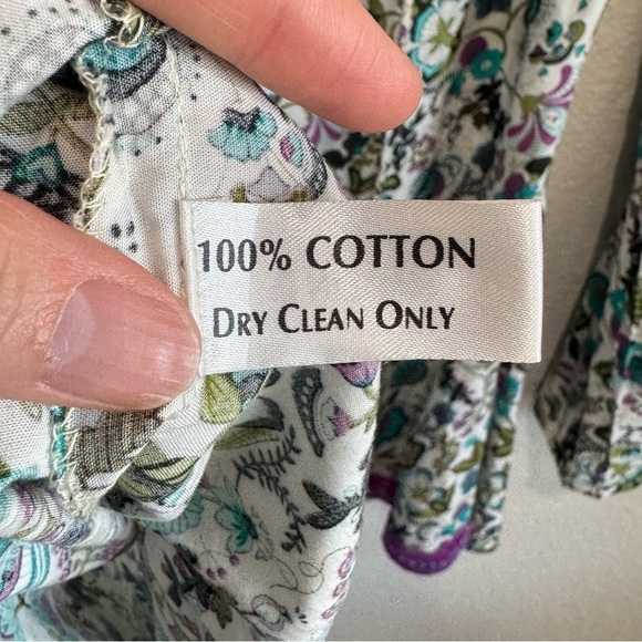 TAJ by Sabrina Crippa Blouse Womens Small Cotton Beaded Embellished Floral Boho - Picture 6 of 10